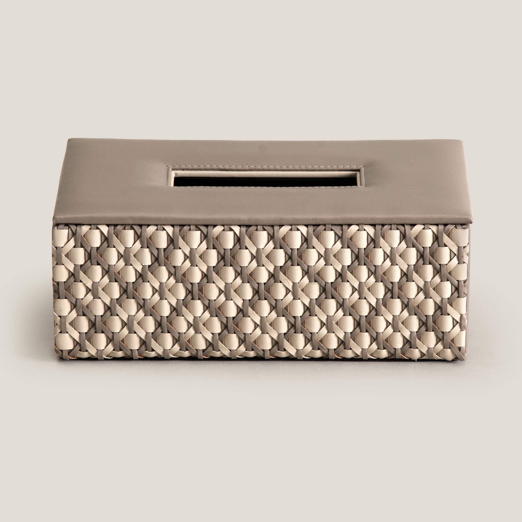 Lattice Beige & Grey Tissue Box