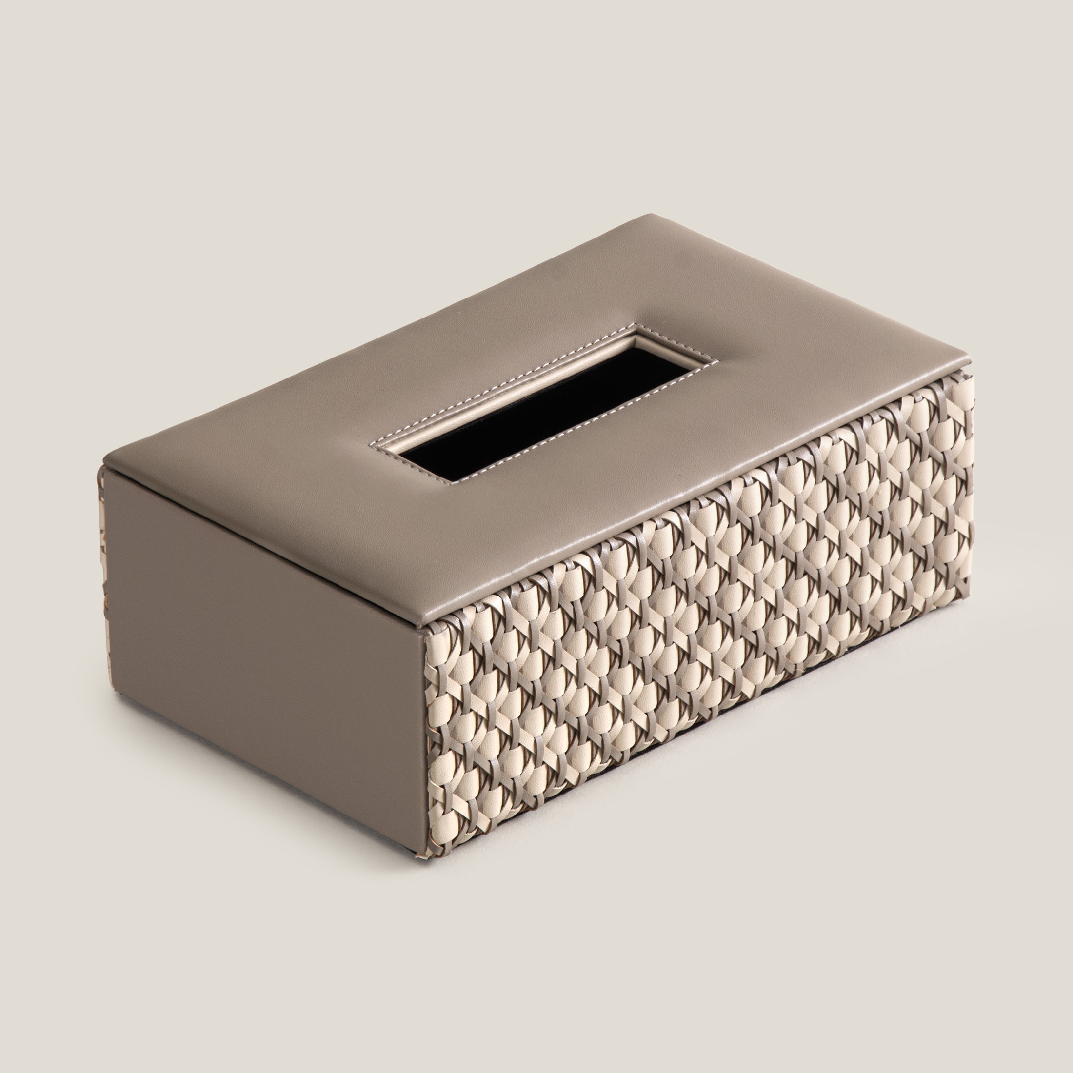 Lattice Beige & Grey Tissue Box