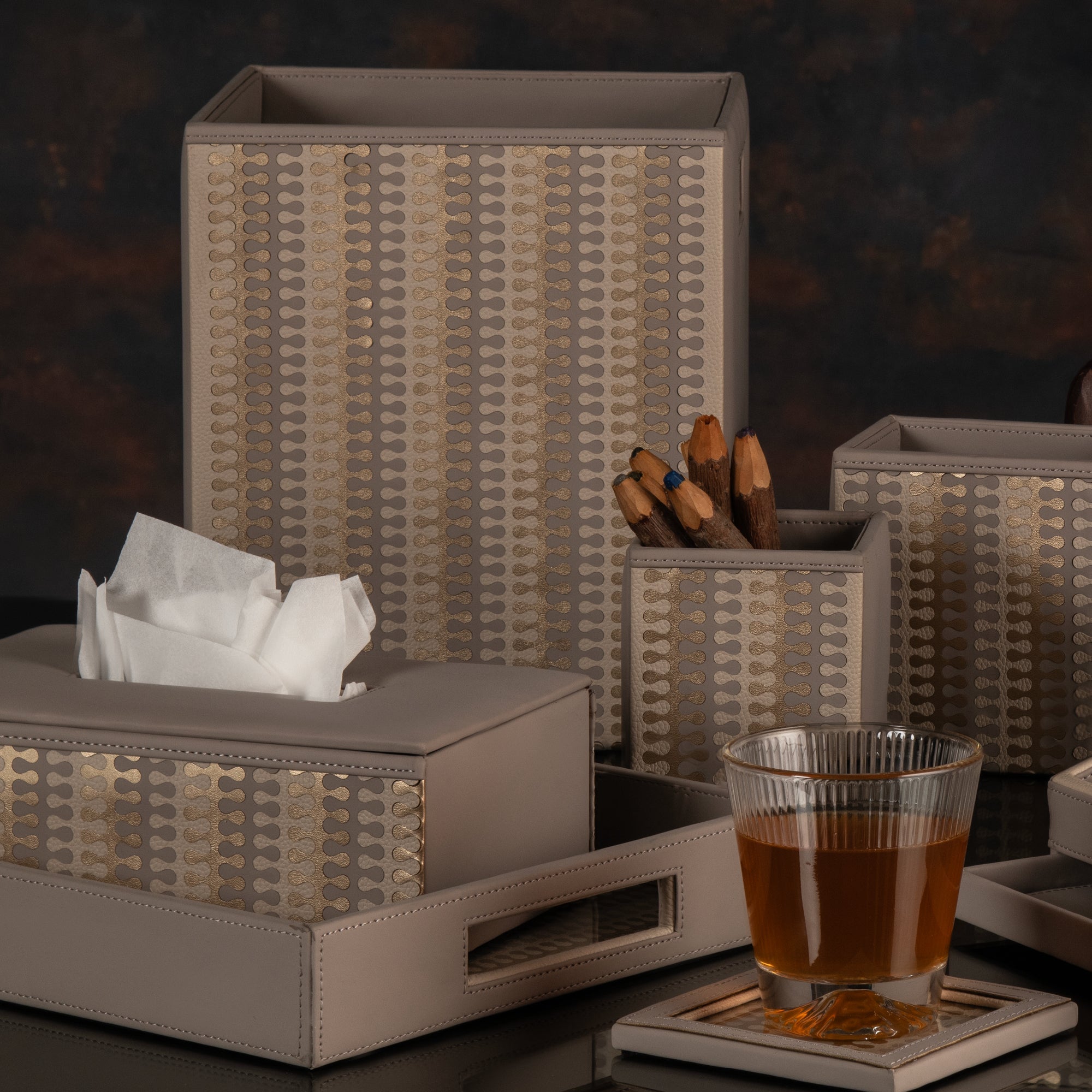 Eclair Grey & Gold Dustbin